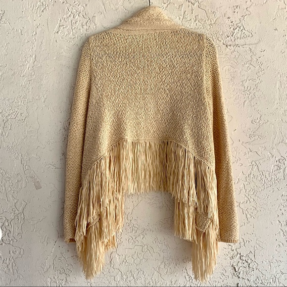BCBGMAXAZRIA open front, shawl collar fringe cardigan wrap sweater. Size s/xs - Picture 6 of 11